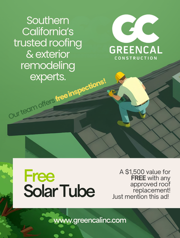 Ad on the card: GreenCal Construction